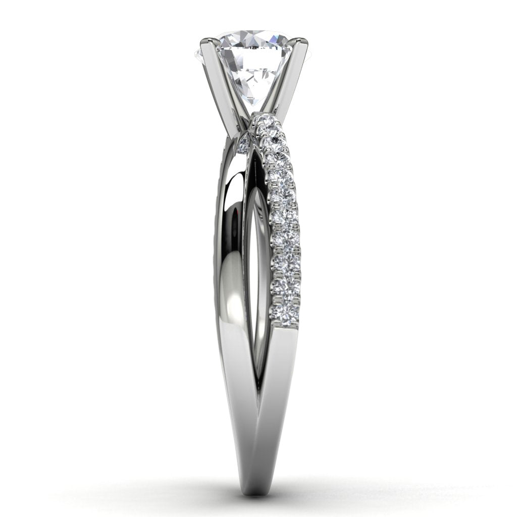 14k White Gold Side Stone Wedding Ring Side View