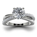 14k White Gold Side Stone Wedding Ring Angle View