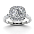 14k White Gold Diamond Halo Engagement Ring Angle View