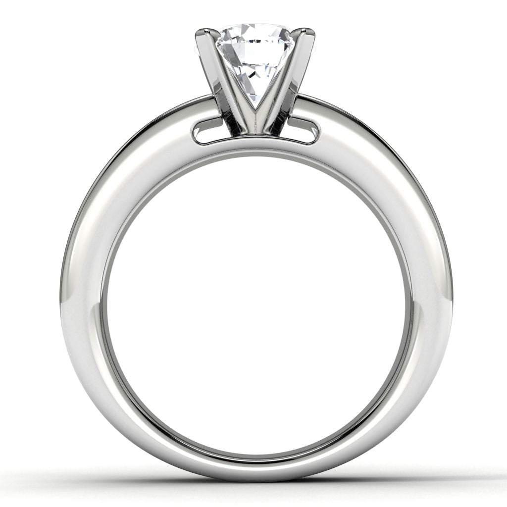 14k White Gold Channel Set Engagement Ring Through Finger View