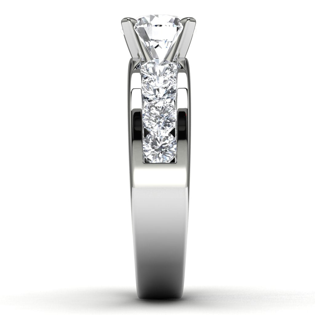 14k White Gold Channel Set Engagement Ring Side View