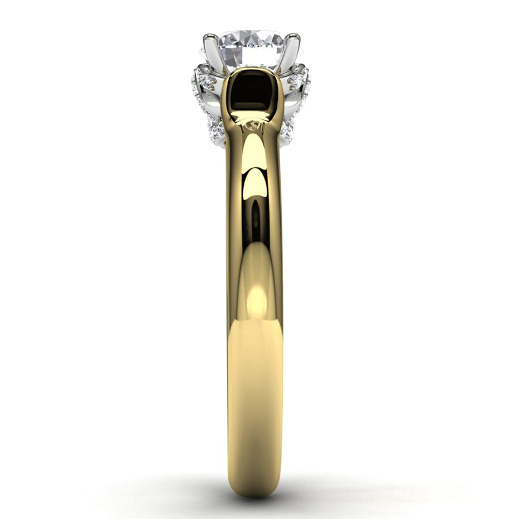 14k Two Tone Diamond Engagement Ring Side View