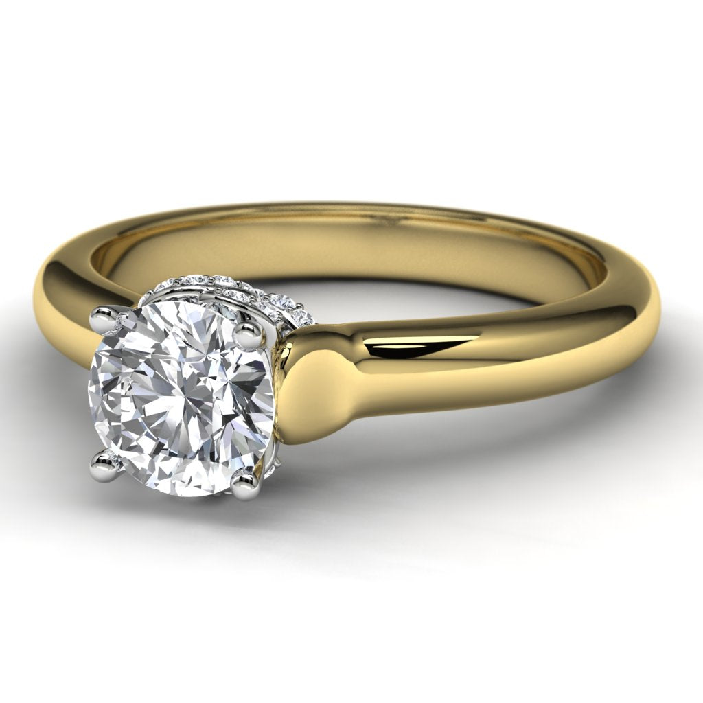 14k Two Tone Diamond Engagement Ring Angled View