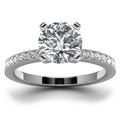 14k White Gold Side Stone Wedding Ring Angle View
