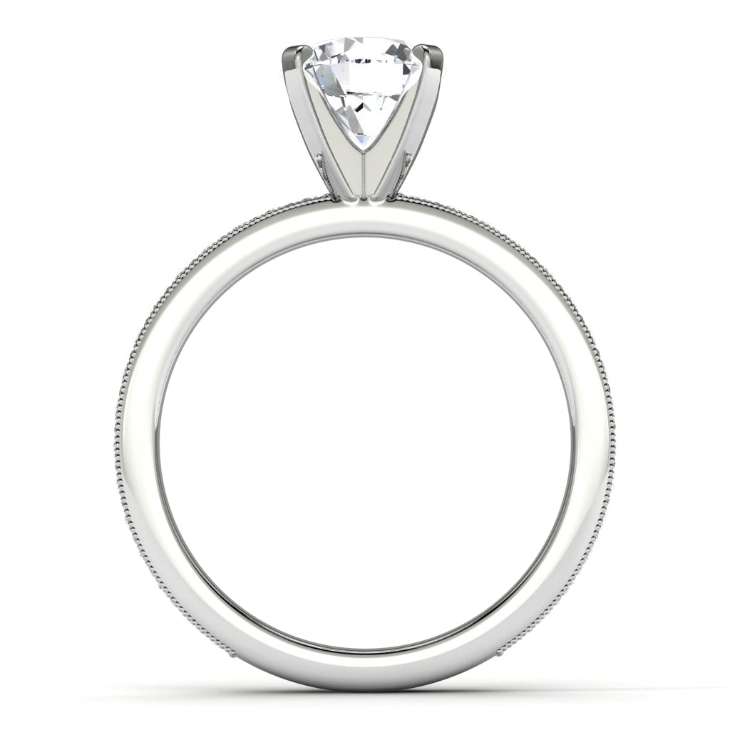 14k White Gold Side Stone Wedding Ring Finger View