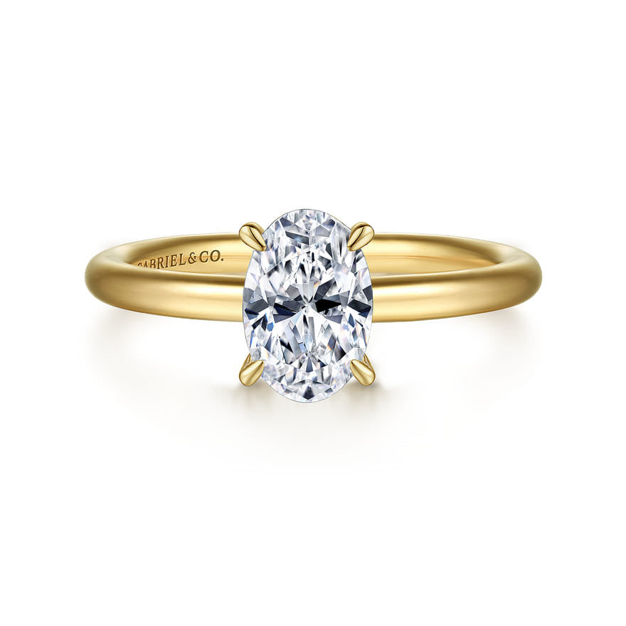 Lark - 14K Yellow Gold Oval Solitaire Semi-Mount Ring