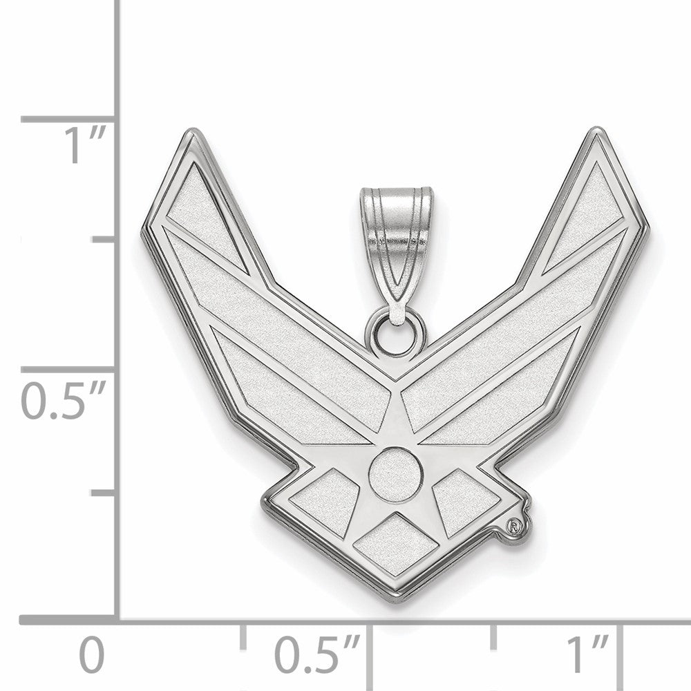 Eros Sterling Silver Rhodium-plated LogoArt U.S. Air Force Extra Large Pendant