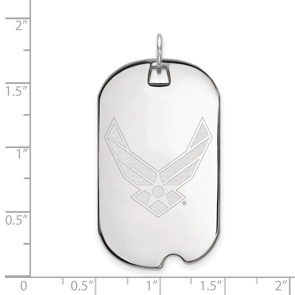 Aurayne Sterling Silver Rhodium-plated LogoArt U.S. Air Force Large Dog Tag Pendant