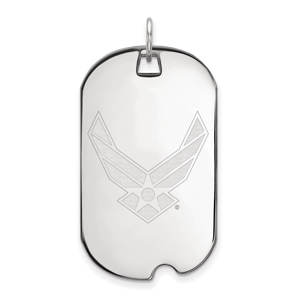 Aurayne Sterling Silver Rhodium-plated LogoArt U.S. Air Force Large Dog Tag Pendant