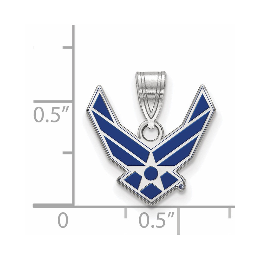 Orion Sterling Silver Rhodium-plated LogoArt U.S. Air Force Small Enameled Pendant