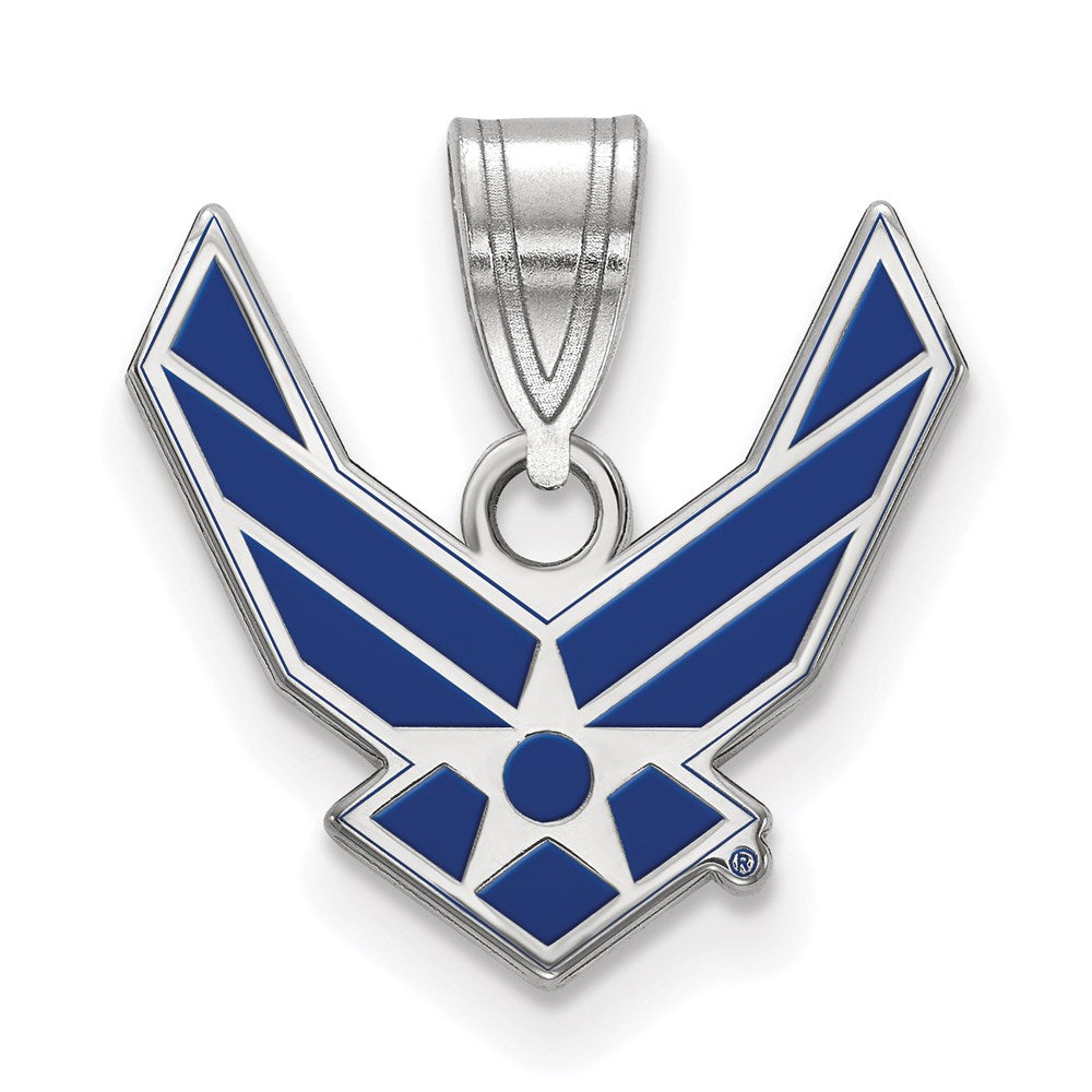 Orion Sterling Silver Rhodium-plated LogoArt U.S. Air Force Small Enameled Pendant