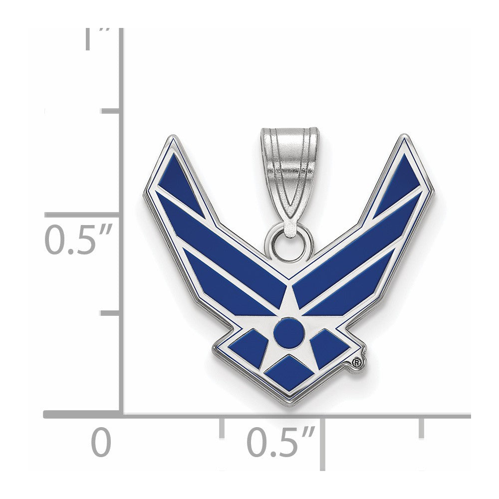 Astra Sterling Silver Rhodium-plated LogoArt U.S. Air Force Large Enameled Pendant