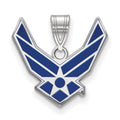 Astra Sterling Silver Rhodium-plated LogoArt U.S. Air Force Large Enameled Pendant