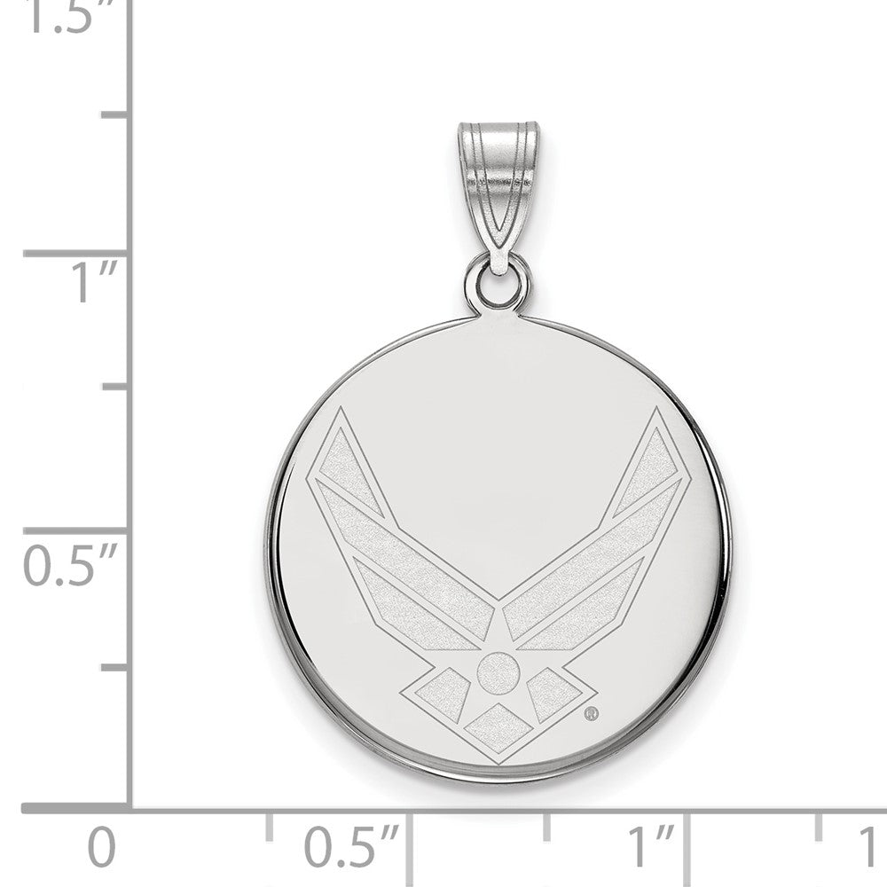 Novelle Sterling Silver Rhodium-plated LogoArt U.S. Air Force Large Disc Pendant