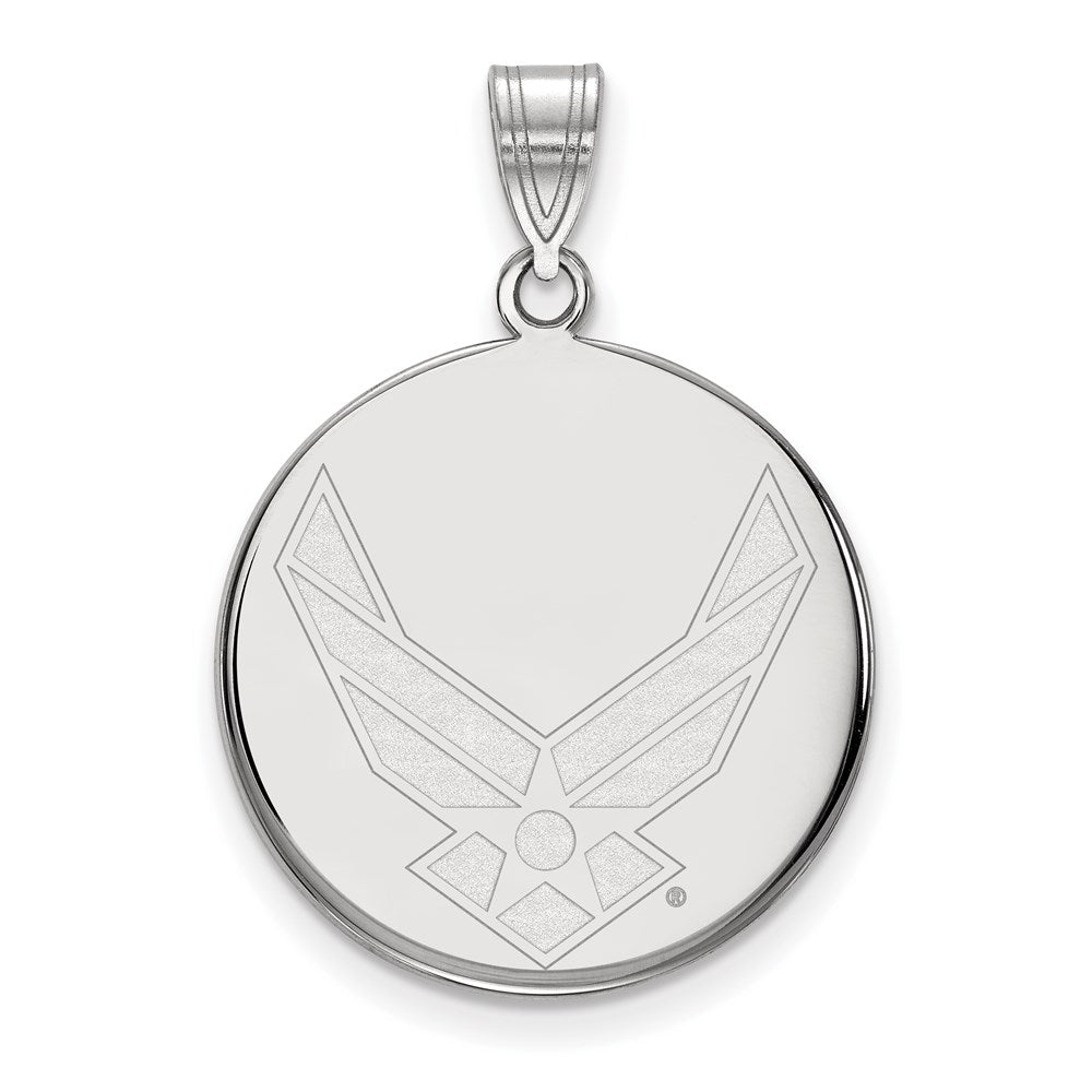 Novelle Sterling Silver Rhodium-plated LogoArt U.S. Air Force Large Disc Pendant