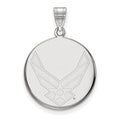 Novelle Sterling Silver Rhodium-plated LogoArt U.S. Air Force Large Disc Pendant