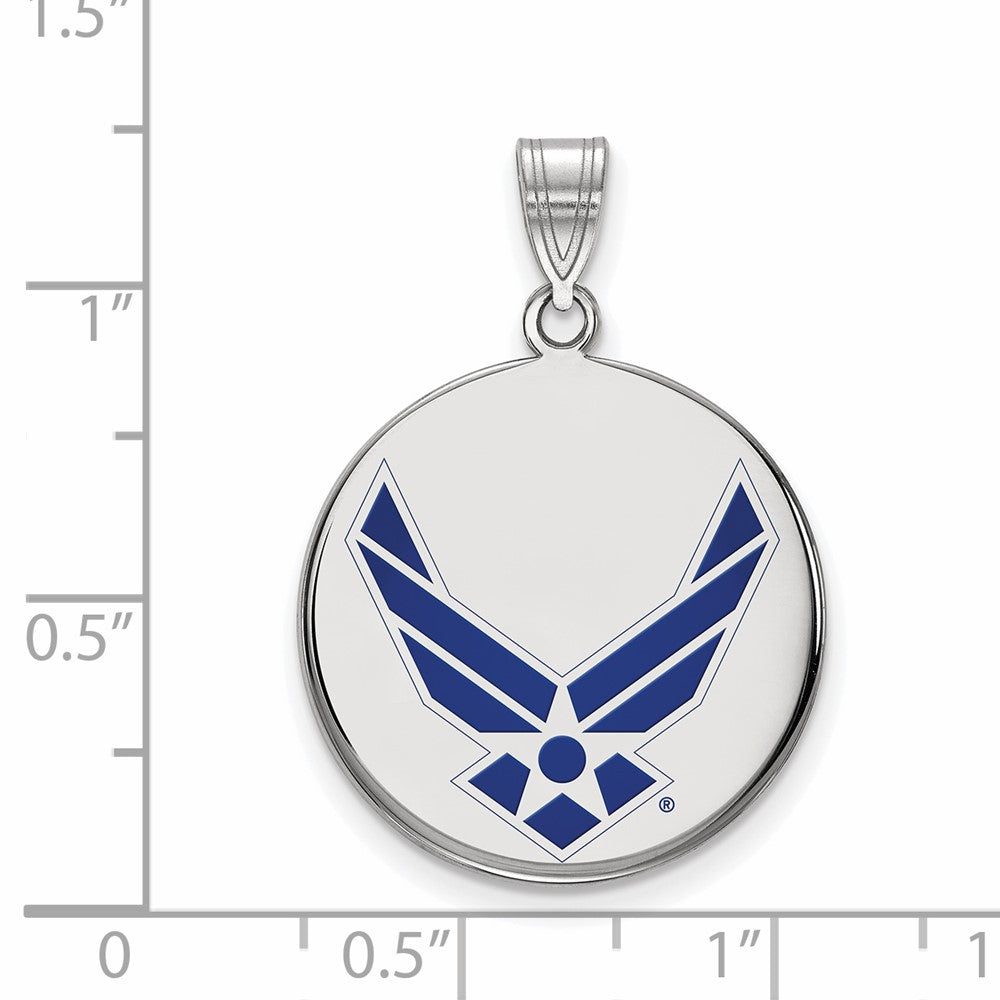 Isolde Sterling Silver Rhodium-plated LogoArt U.S. Air Force Large Enameled Disc Pendant