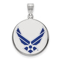 Isolde Sterling Silver Rhodium-plated LogoArt U.S. Air Force Large Enameled Disc Pendant