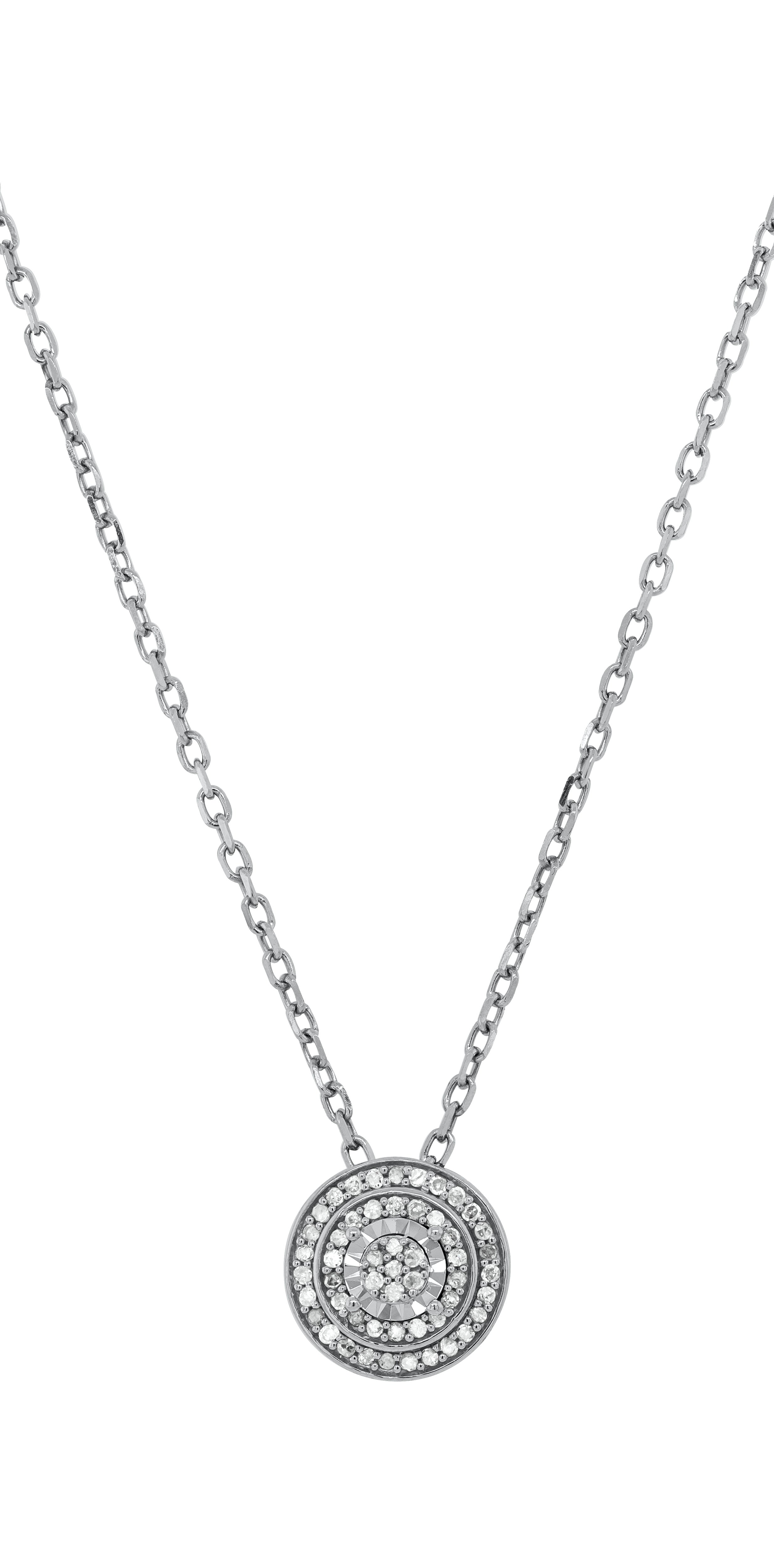 Sterling Silver Halo Diamond Pendant