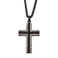 Black Plated Stainless Steel Damascus Cross with Ebony Wood Inlay