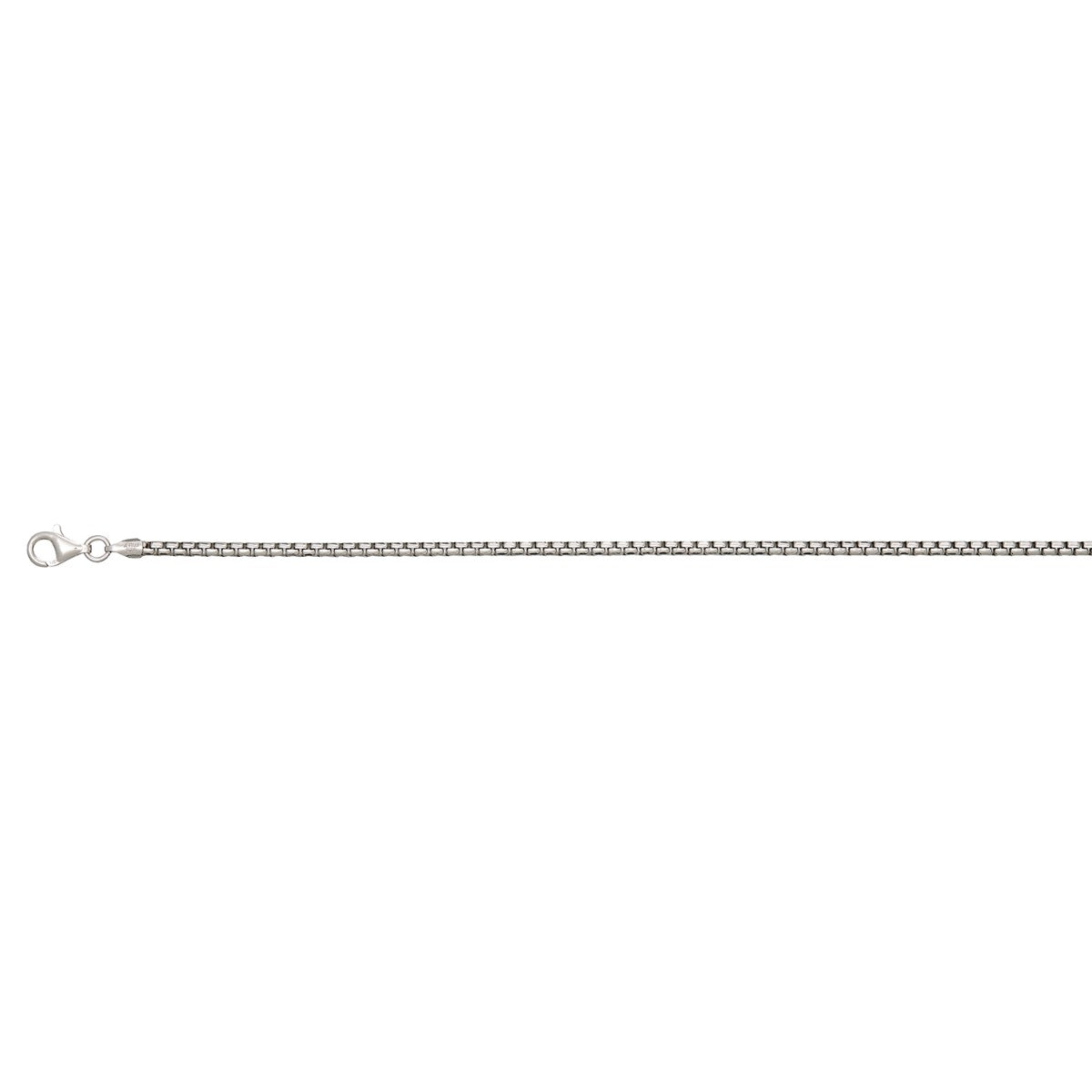 24" Box Chain Solid Round Rhodium Plated in Sterling Silver