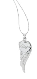 Sterling Silver Diamond Accent "Angel" Heart Charm & Angel Wing Pendant 