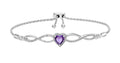 Sterling Silver Amethyst and Diamond Bolo Bracelet