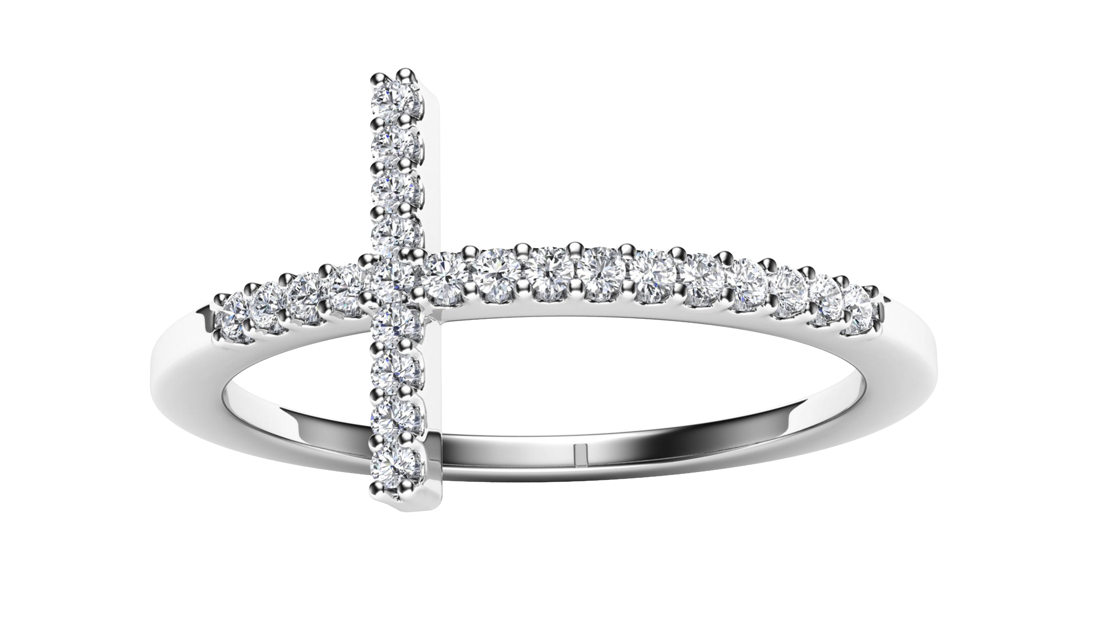 Diamond Sideways Cross Ring in Sterling Silver