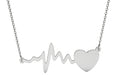 Sterling Silver Necklace with Heart and Heartbeat Pendant