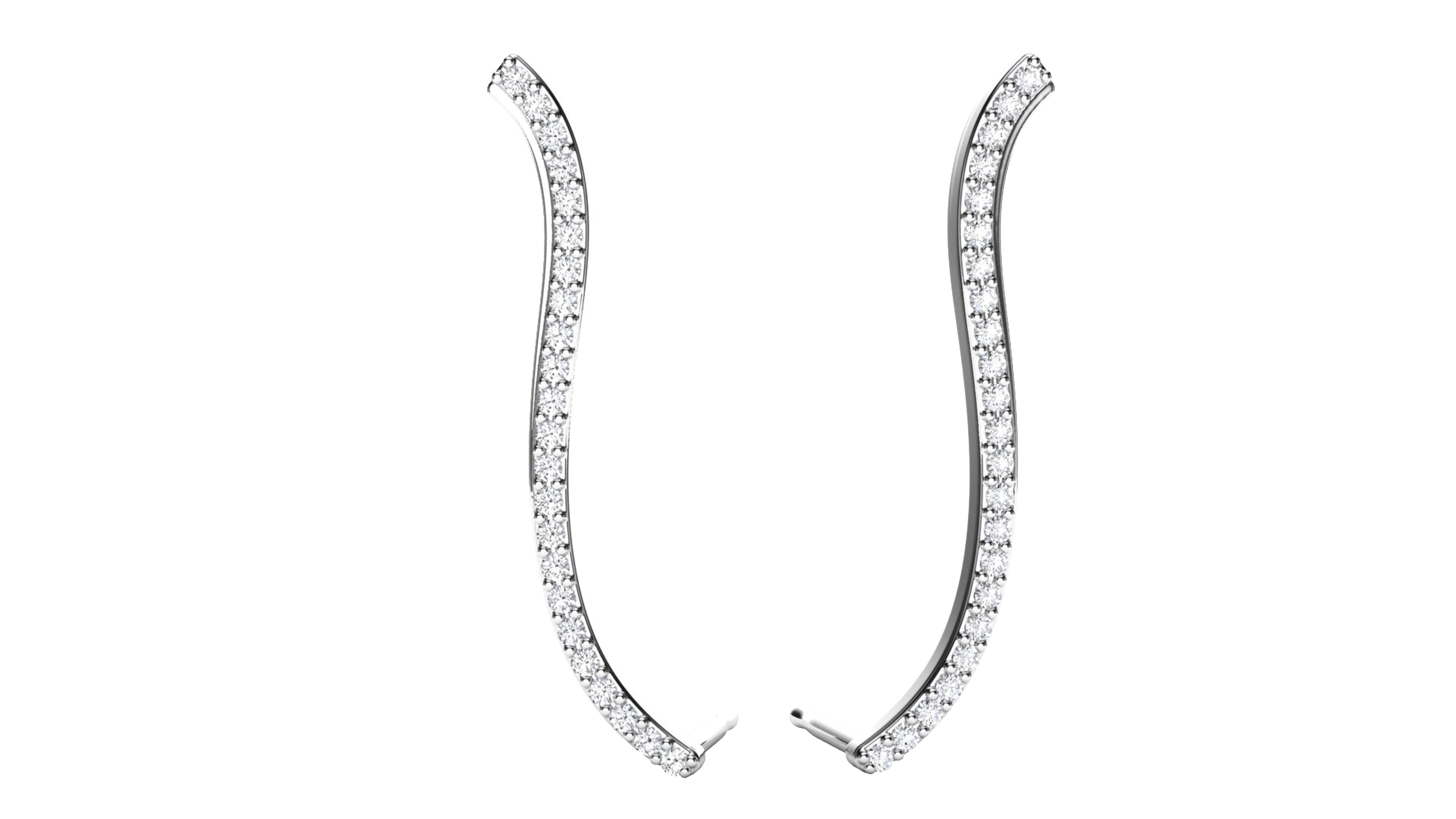 Diamond Earring Climbers Sterling Silver