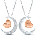 Sterling Silver Moon and Heart Pendant Front View
