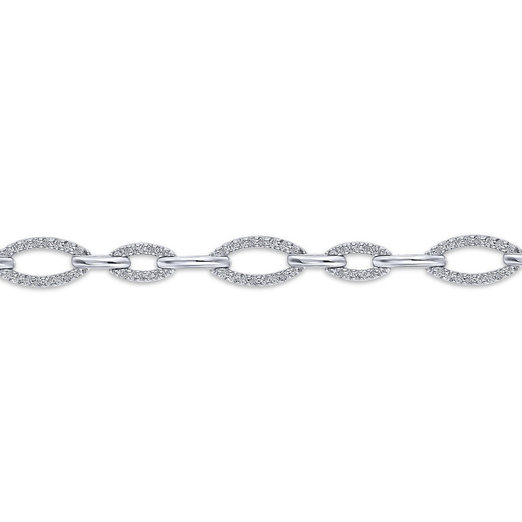 14K White Gold Graduating Diamond Link Tennis Bracelet