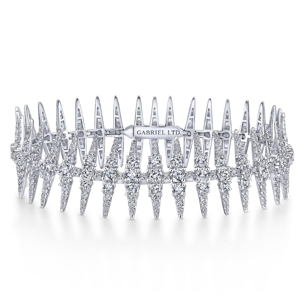 18K White Gold Diamond Spikes Tennis Bracelet