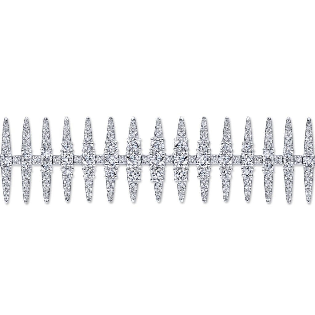 18K White Gold Diamond Spikes Tennis Bracelet