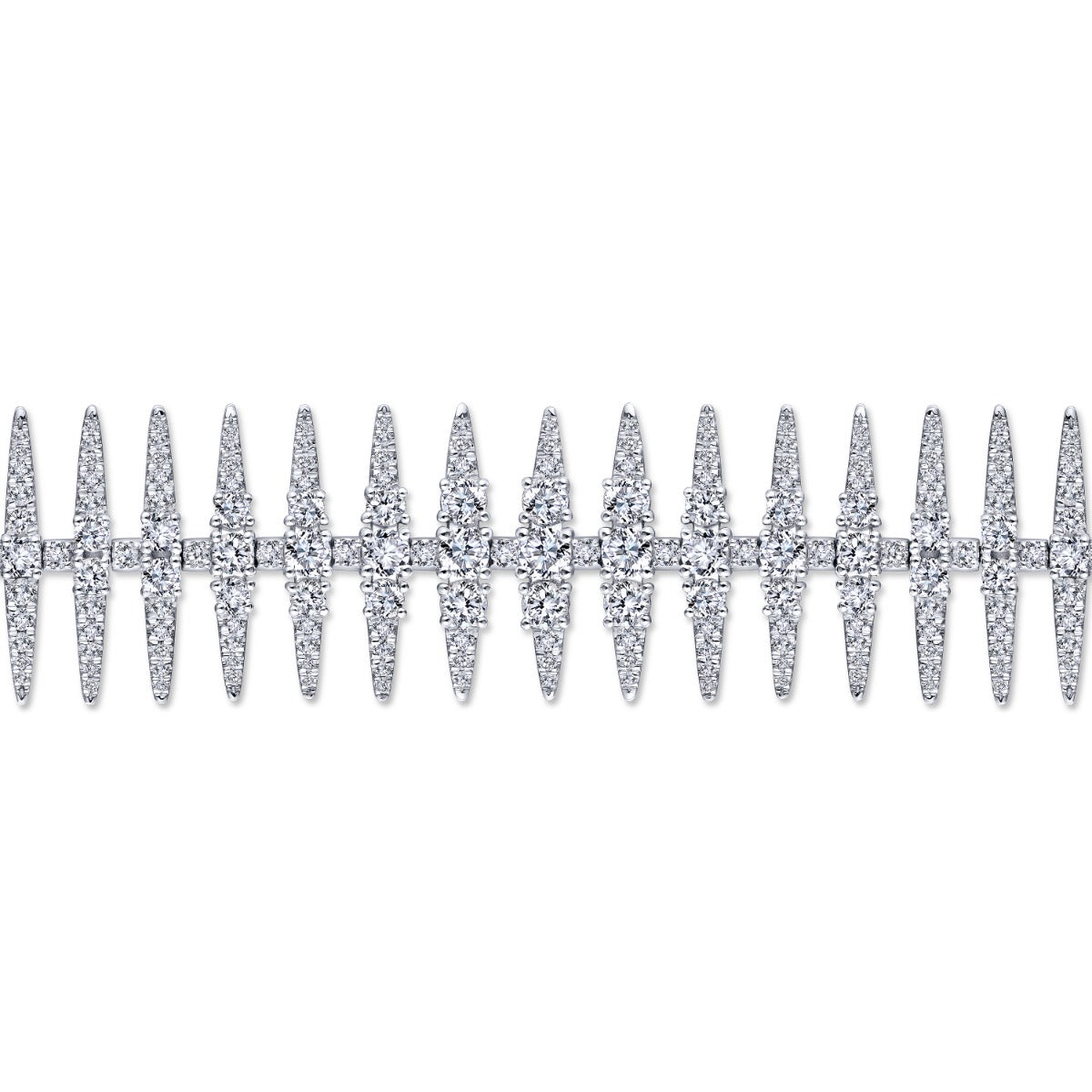 18K White Gold Diamond Spikes Tennis Bracelet