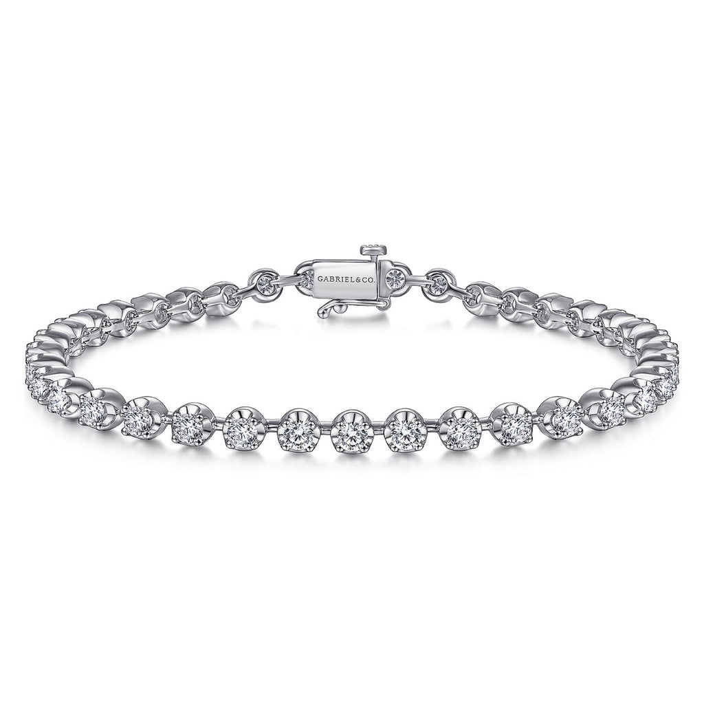 Eirene Harbor Symphony 14K White Gold Buttercup Set Diamond Tennis Bracelet