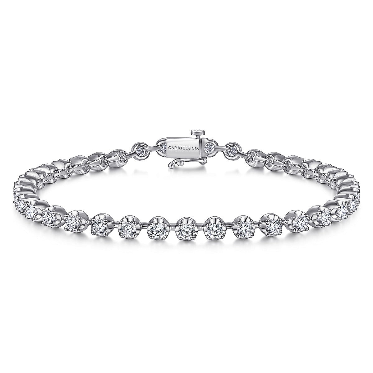 Eirene Harbor Symphony 14K White Gold Buttercup Set Diamond Tennis Bracelet