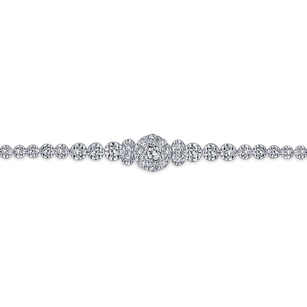Celestia Whisper Muse 14K White Gold Diamond Tennis Bracelet with Round Cluster Stations