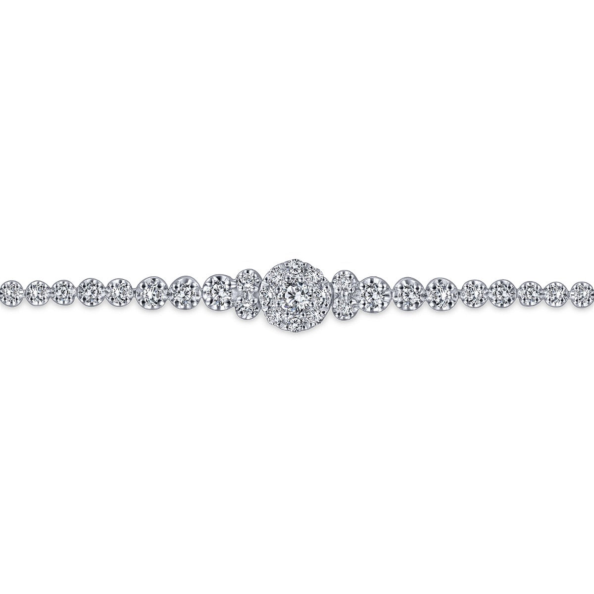 Celestia Whisper Muse 14K White Gold Diamond Tennis Bracelet with Round Cluster Stations