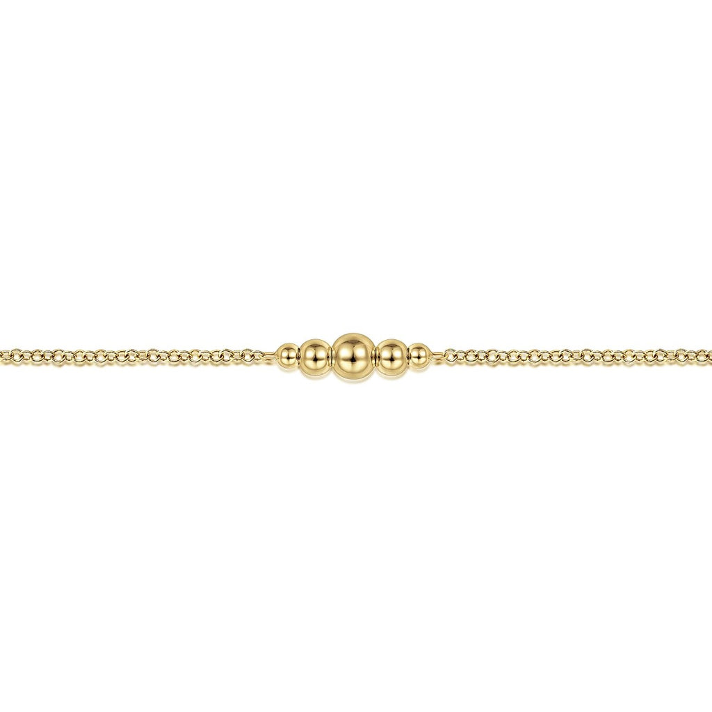 14K Yellow Gold Graduating Bead Stations Bracelet