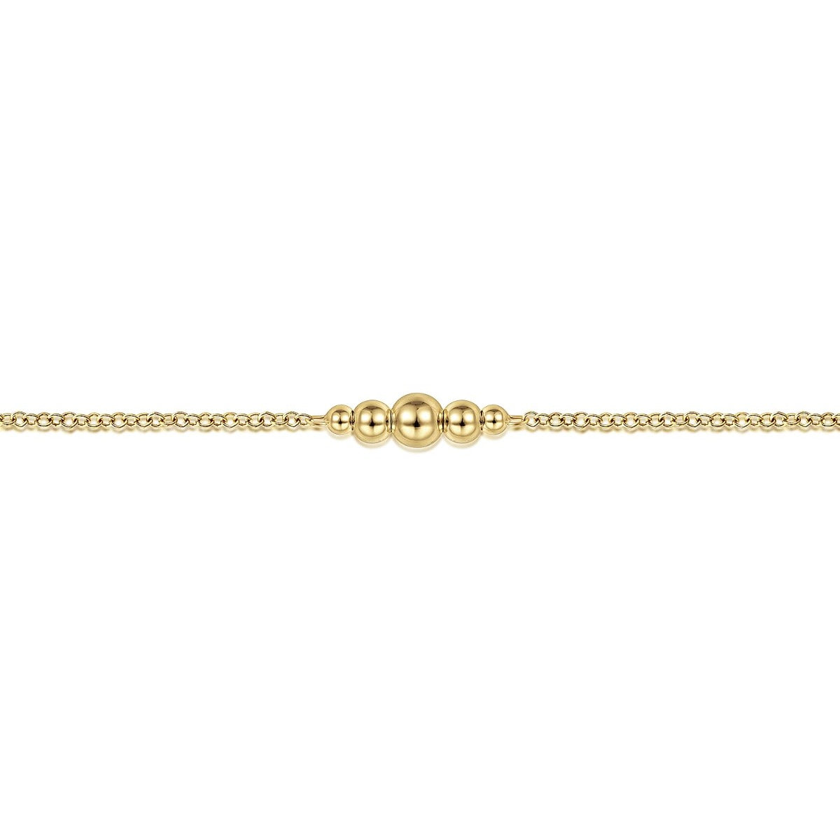 14K Yellow Gold Graduating Bead Stations Bracelet