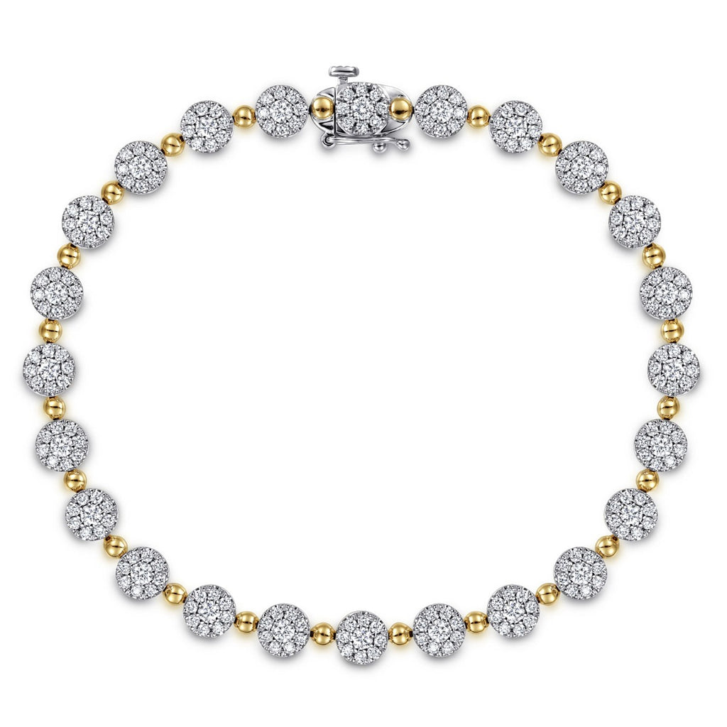Lyric Vista Grove 14K White Yellow Gold Diamond Cluster Tennis Bracelet