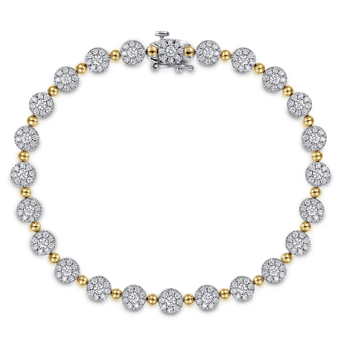 Lyric Vista Grove 14K White Yellow Gold Diamond Cluster Tennis Bracelet