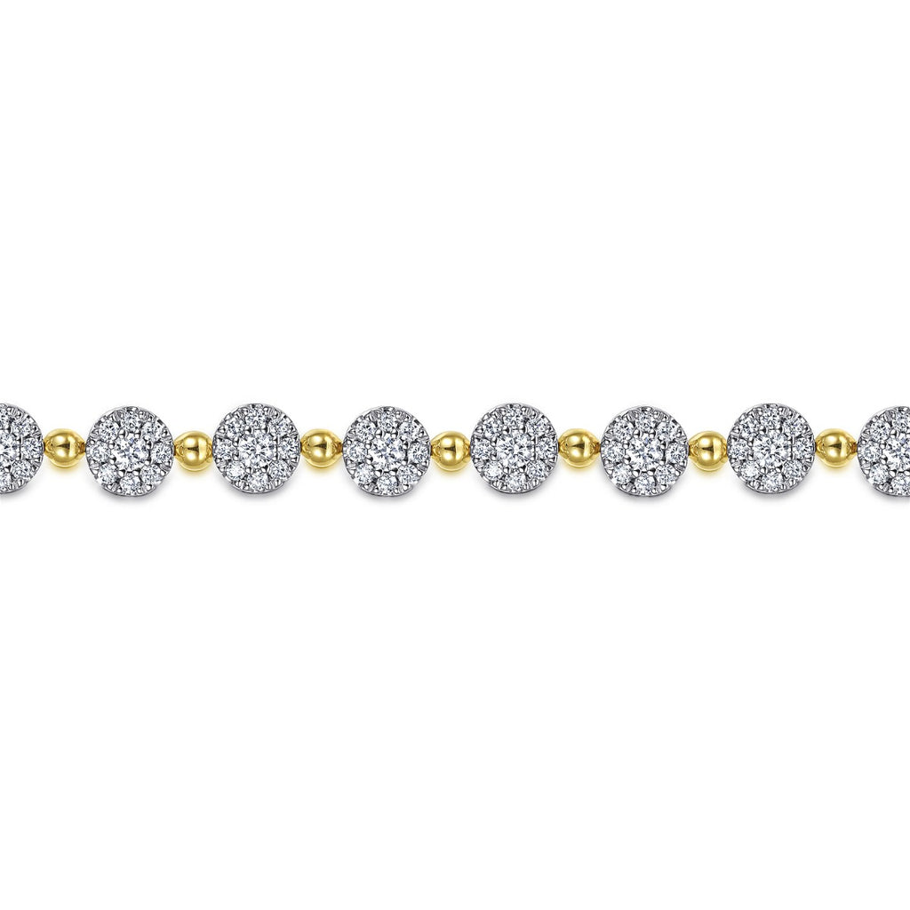 Lyric Vista Grove 14K White Yellow Gold Diamond Cluster Tennis Bracelet