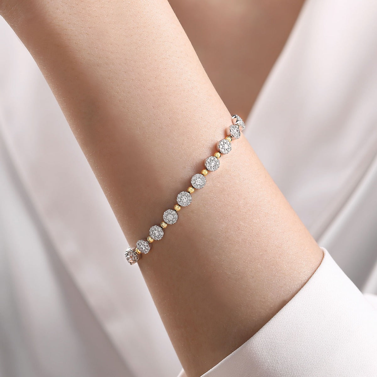 Lyric Vista Grove 14K White Yellow Gold Diamond Cluster Tennis Bracelet