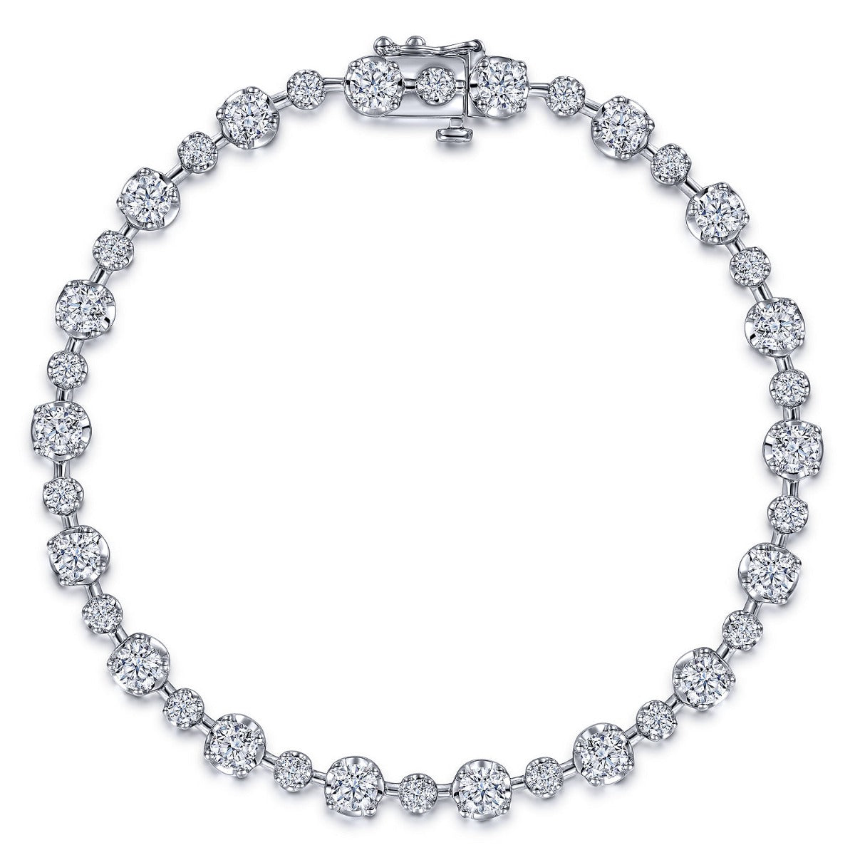 Marbella Chorus Poise 18K White Gold Diamond Station Tennis Bracelet