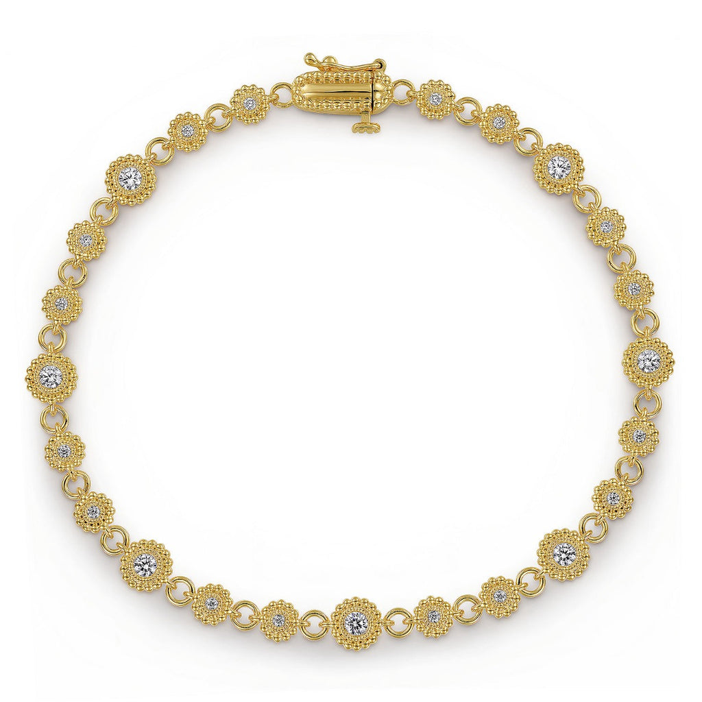 Calypso Radiance Grace 14K Yellow Gold Diamond Bujukan Tennis Bracelet