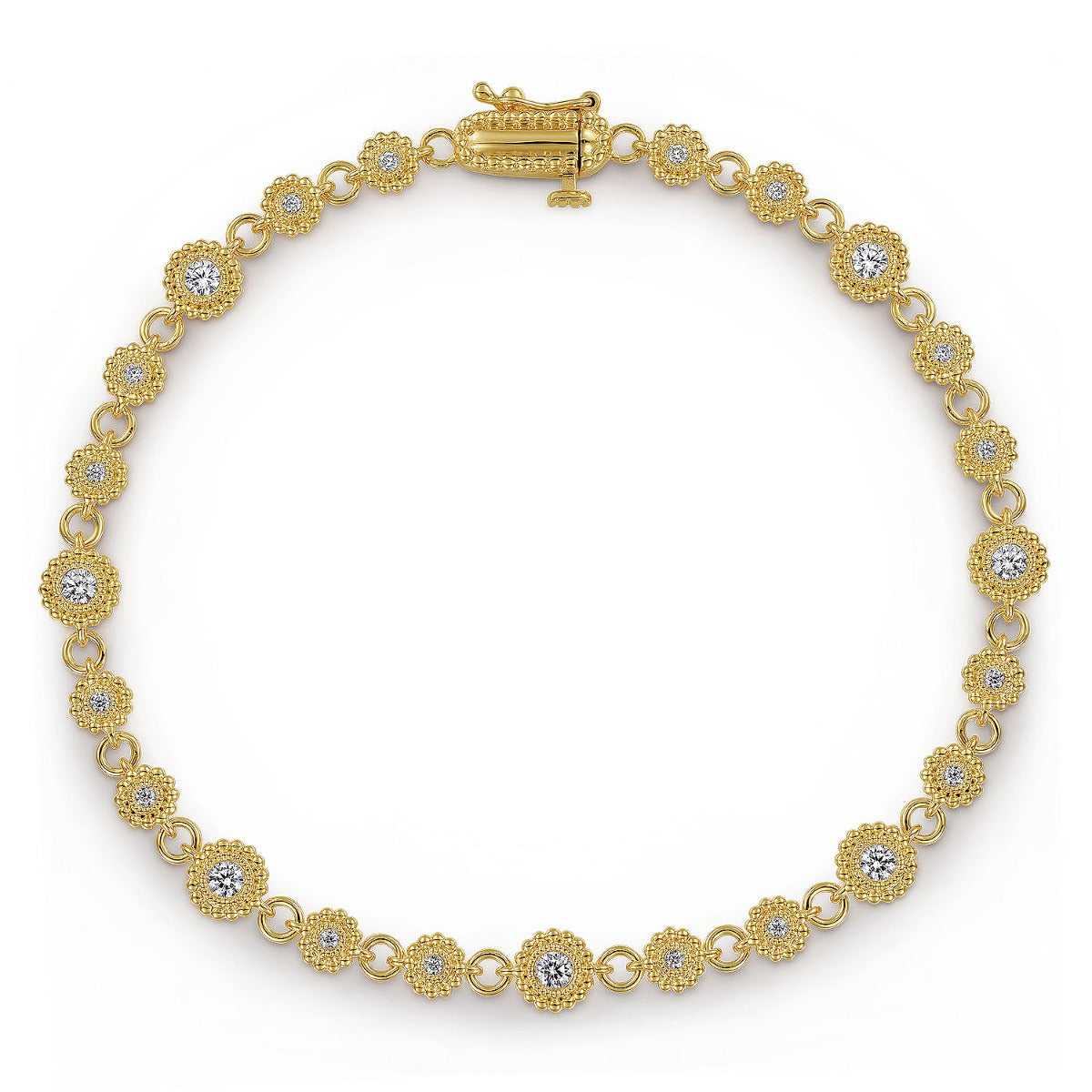 Calypso Radiance Grace 14K Yellow Gold Diamond Bujukan Tennis Bracelet