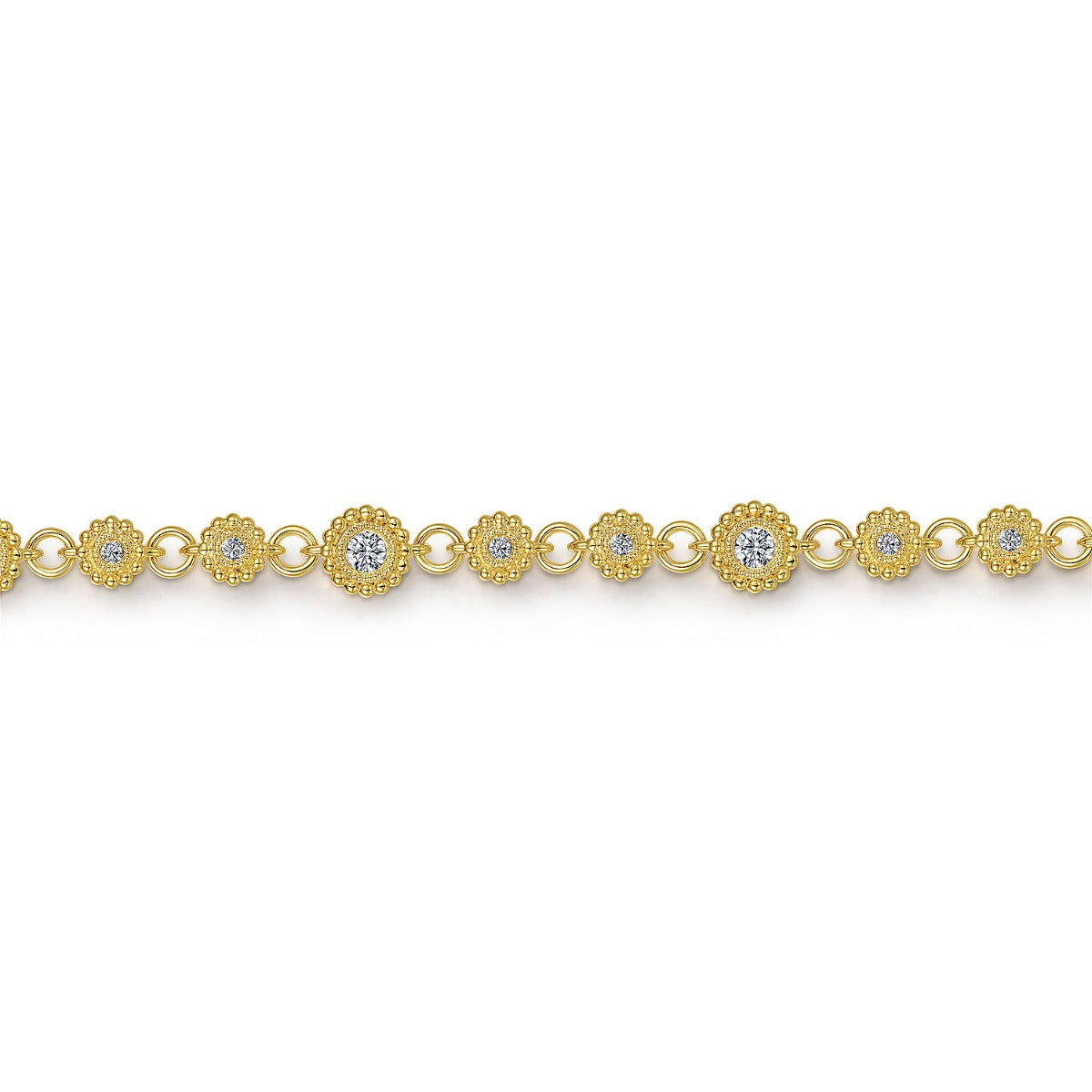 Calypso Radiance Grace 14K Yellow Gold Diamond Bujukan Tennis Bracelet