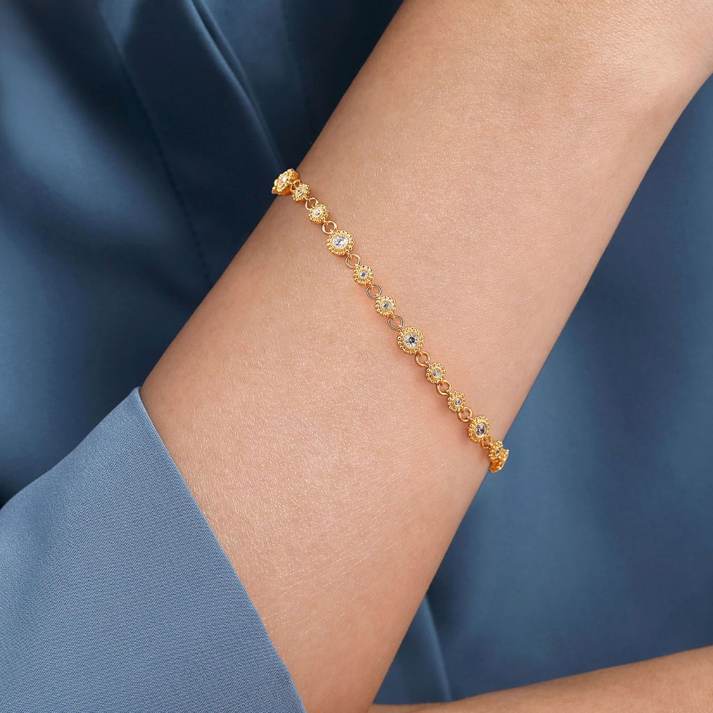 Calypso Radiance Grace 14K Yellow Gold Diamond Bujukan Tennis Bracelet